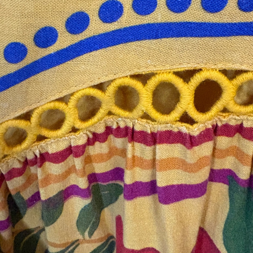 FARM Rio Yellow Floral Maxi Dress with Blue & Red Accents - Picture 14 of 16